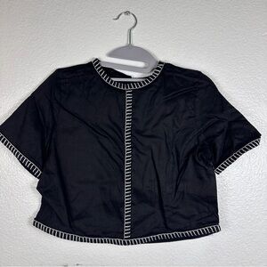 Magaschoni Black Crop Top with White Accents Size XS/TP